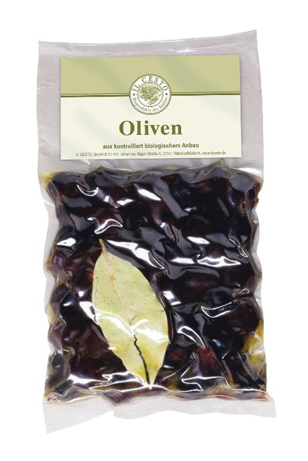 Produktfoto zu Il Cesto - Marokkanische Oliven Schwarz, mit Stein - 190g